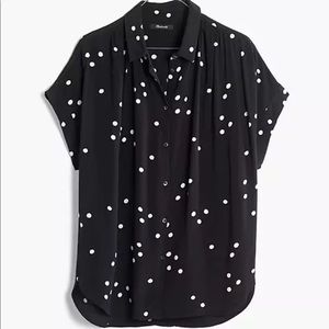 Madewell central drapey polka dot blouse
